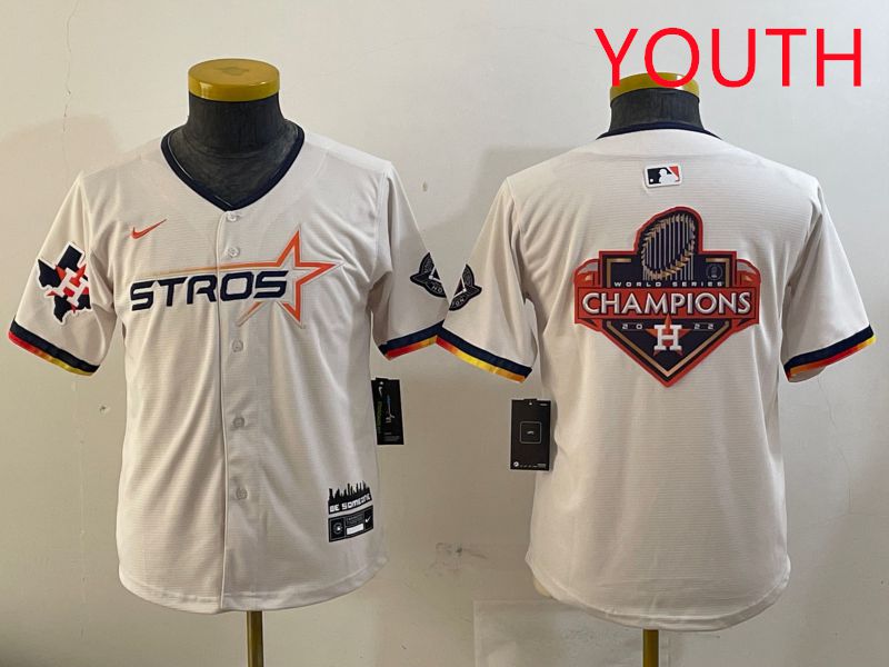 Youth Houston Astros Blank Cream three generations Joint Name 2025 Nike MLB Jersey style 41421